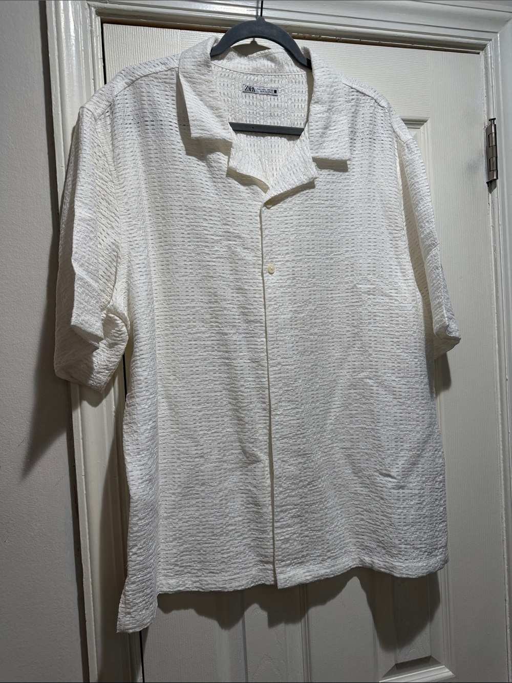 Men's Textured Short-Sleeve Buttondown Shirt Large